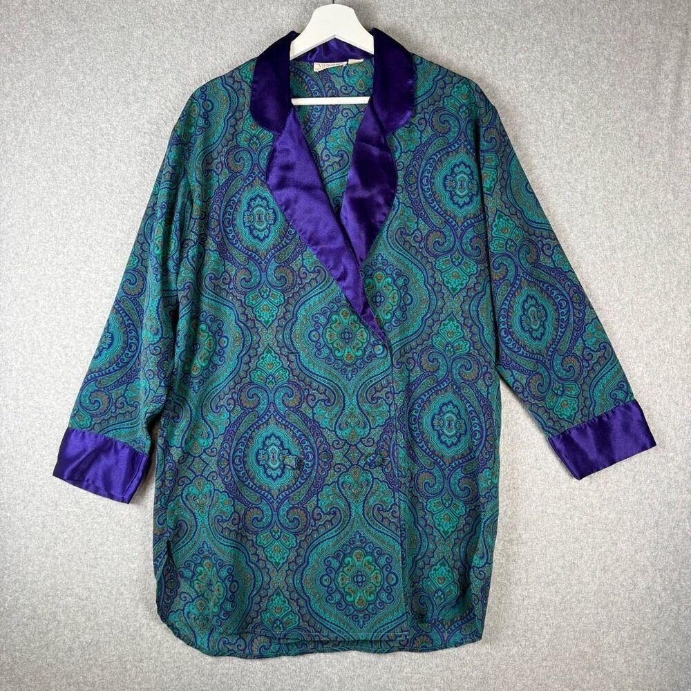 Victorias Secret Womens Size Small Night Sleep Shirt Top Green Purple Lougewear